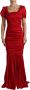 Dolce & Gabbana Rode Zijden Stretch Sheath Mermaid Gown Jurk Red Dames - Thumbnail 2