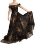 Dolce & Gabbana Elegante Bloemen Off-Shoulder Gelegenheidsjurk Black Dames - Thumbnail 1