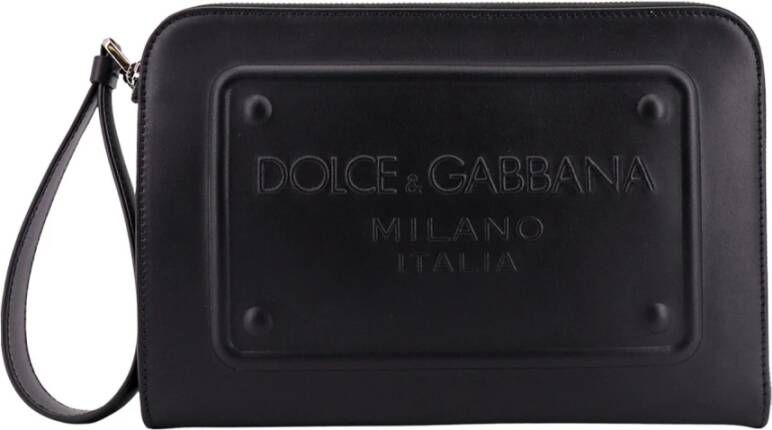Dolce & Gabbana Geperste leren clutch Zwart Heren