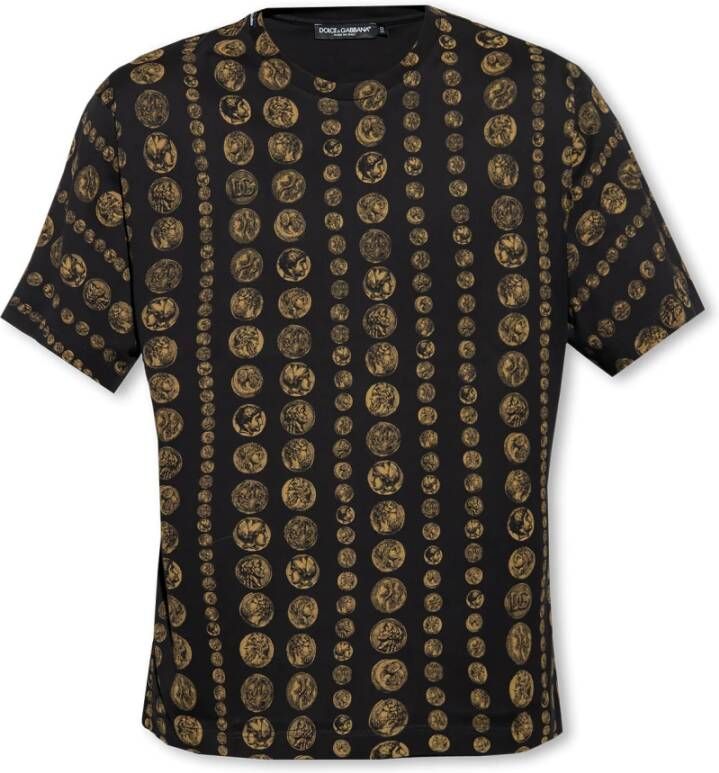 Dolce & Gabbana Gebreid T-shirt met Muntprint voor Heren Black Heren