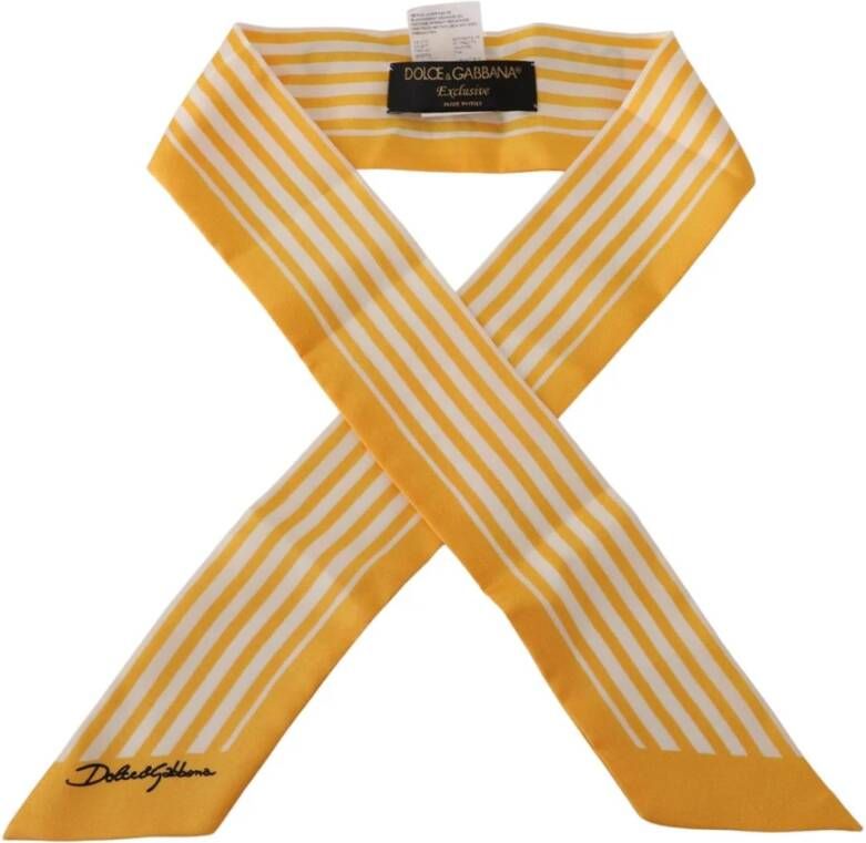 Dolce & Gabbana Gestreepte Portocervo Print Zijden Sjaal Yellow Dames