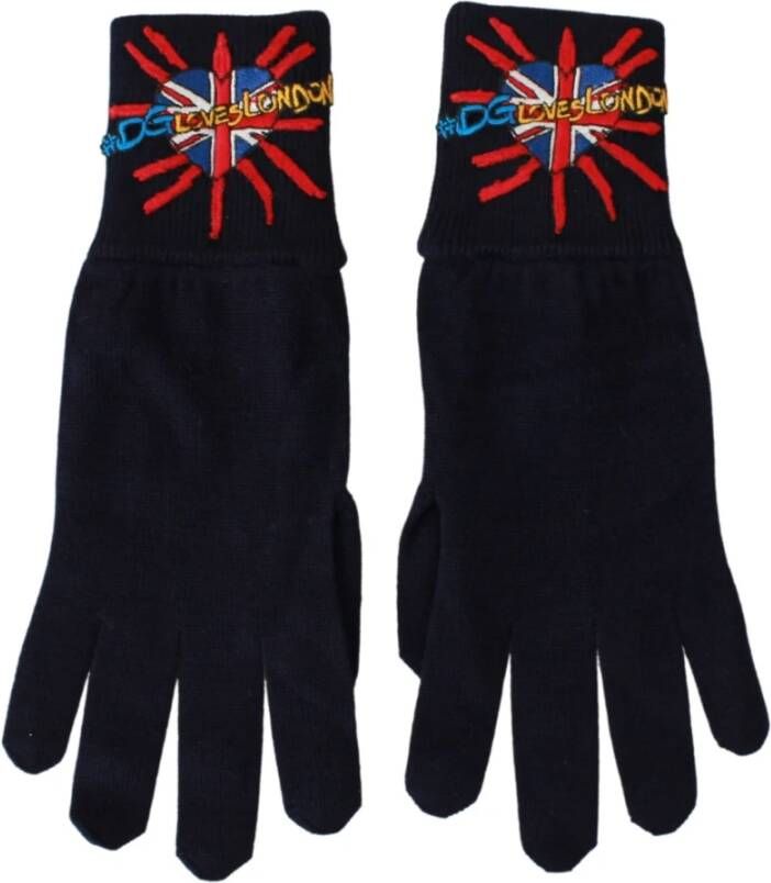 Dolce & Gabbana Blauwe Virgin Wool Unisex Statement Handschoenen Blue Unisex