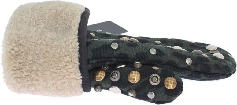 Dolce & Gabbana Wool Shearling Gloves Grijs