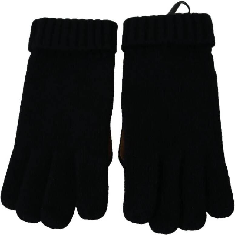 Dolce & Gabbana Black Wide Elastic Cuffs Cashmere Knit Gloves Black