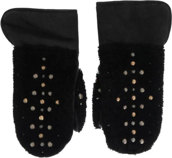 Dolce & Gabbana Zwarte Shearling Studs Handschoenen Black