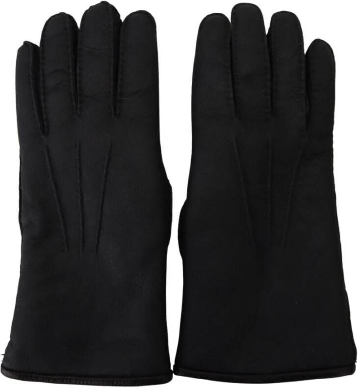 Dolce & Gabbana Zwarte Lamsskin Leren Handschoenen Black Unisex
