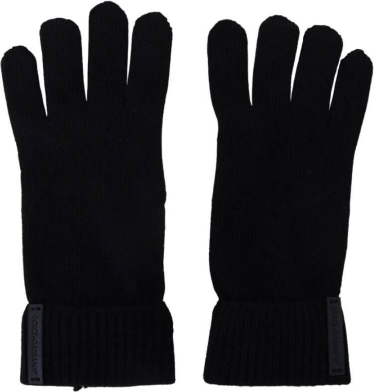 Dolce & Gabbana Zwarte Wol Gebreide Handschoenen Black Heren