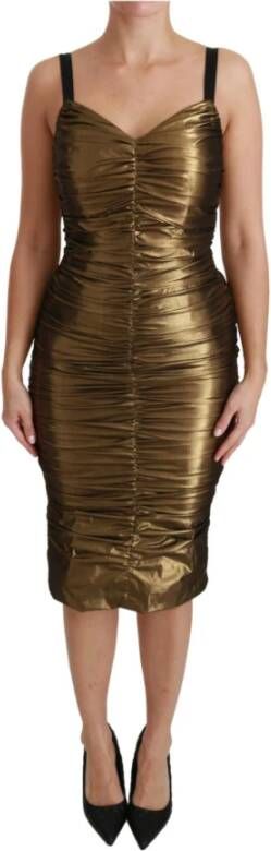 Dolce & Gabbana Gouden Metallic Stretch Bodycon Gerimpelde Jurk Gray Dames