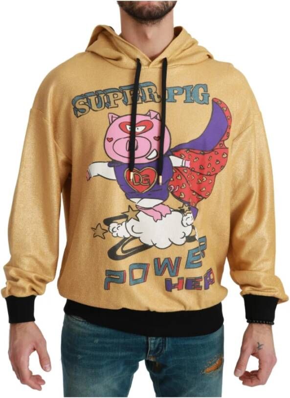 Dolce & Gabbana Gold Pig of the Year Hooded Sweater Geel Heren