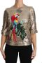 Dolce & Gabbana Gouden lovertjes papegaai kristal blouse Yellow Dames - Thumbnail 1