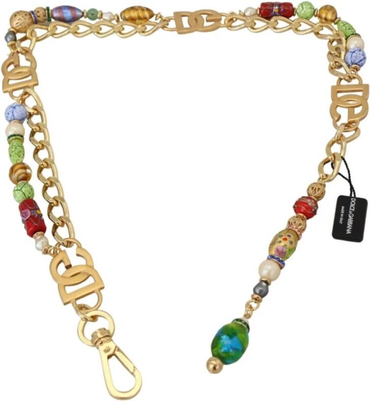Dolce & Gabbana Goudkleurige Ketting Riem met DG Logo Yellow Dames