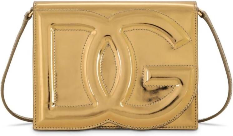 Dolce & Gabbana Gouden Metallic Logo-Ingedrukte Tas Geel Dames