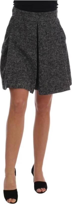 Dolce & Gabbana Gray A-Line Above Knee Wool Tweed Skirt Grijs Dames