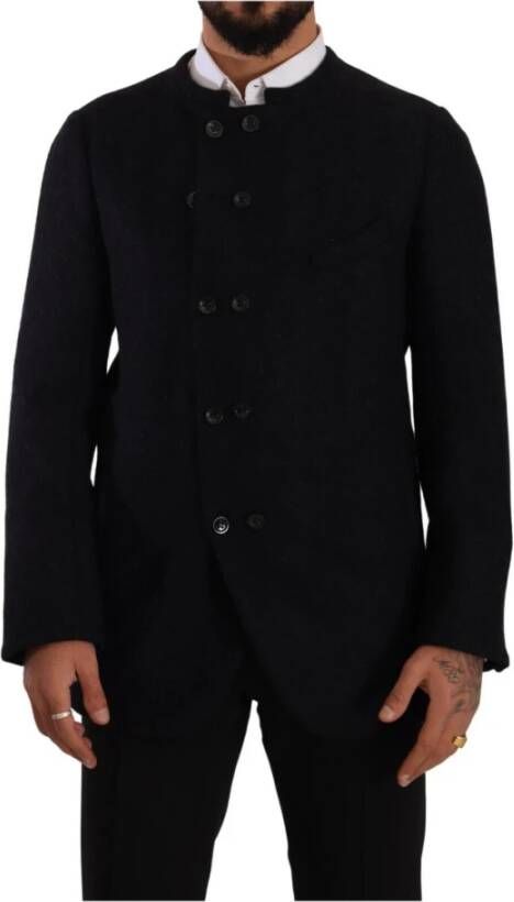 Dolce & Gabbana Gray Alpaca Button Down Men Coat Jacket Grijs Heren