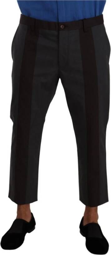 Dolce & Gabbana Gray Bordeaux Striped Cropped Trouser Pants Grijs Heren