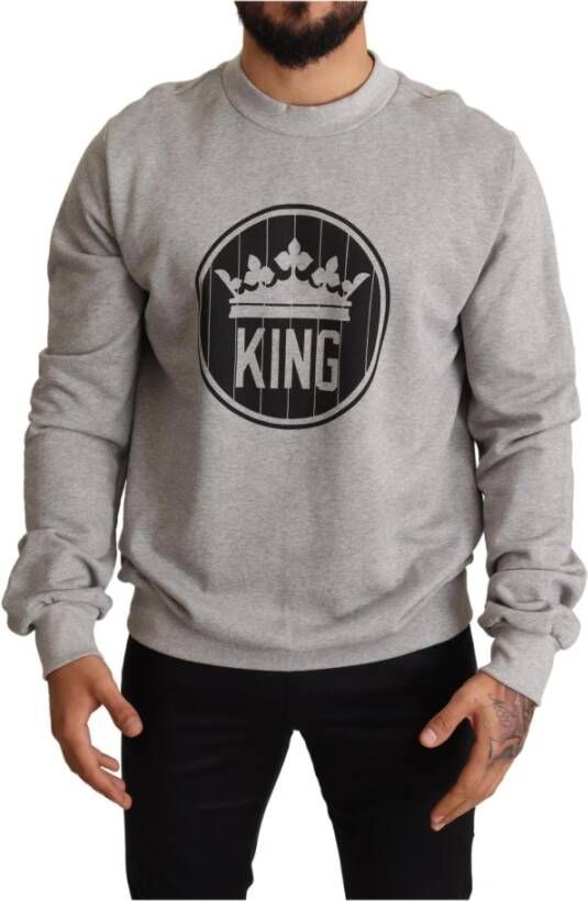 Dolce & Gabbana Trainingsshirt Koning met Kroon Print Hoodie Gray