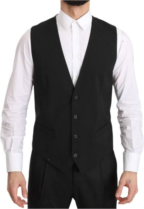 Dolce & Gabbana Gray Gilet Staff Regular Fit Formal Vest Grijs Heren