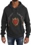 Dolce & Gabbana Grijze Hoodie met Rode Kristallen Hart Pistool Trui Gray Heren - Thumbnail 1
