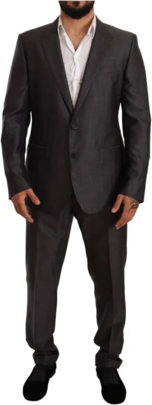 Dolce & Gabbana Gray Slim Fit Wool Silk Martini Suit Grijs Heren