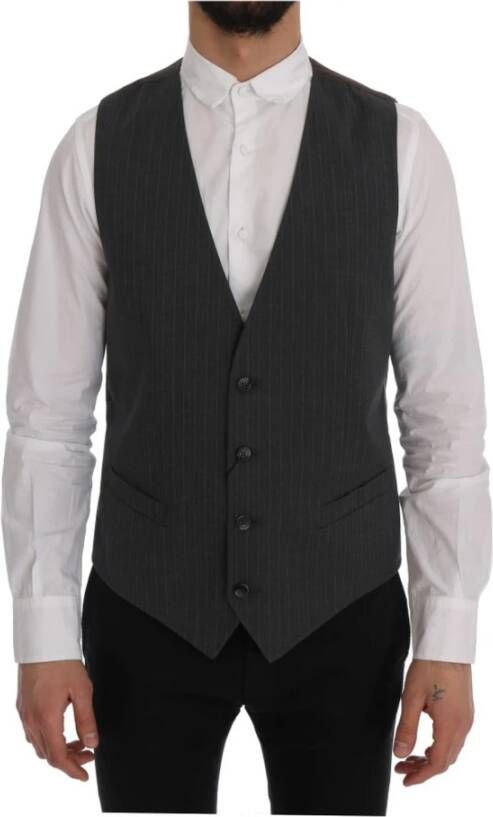 Dolce & Gabbana Gray Vest Grijs Heren