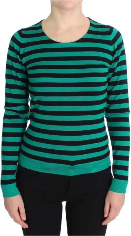 Dolce & Gabbana Green Black Silk Cashmere Sweater Groen Dames
