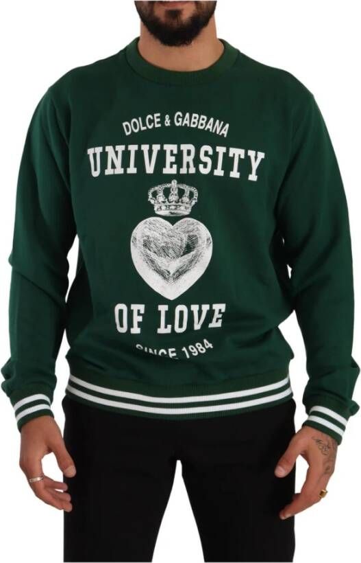 Dolce & Gabbana Groene University Of Love Pullover Sweater Green Heren