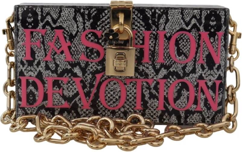 Dolce & Gabbana Grijze Fashion Devotion Clutch Plexi Sicily BOX Tas Gray Dames