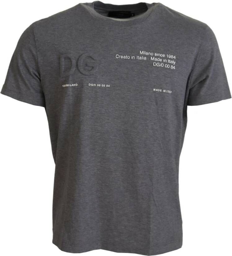 Dolce & Gabbana Authentiek Logo T-Shirt Grijs Gemaakt in Italië Gray Heren