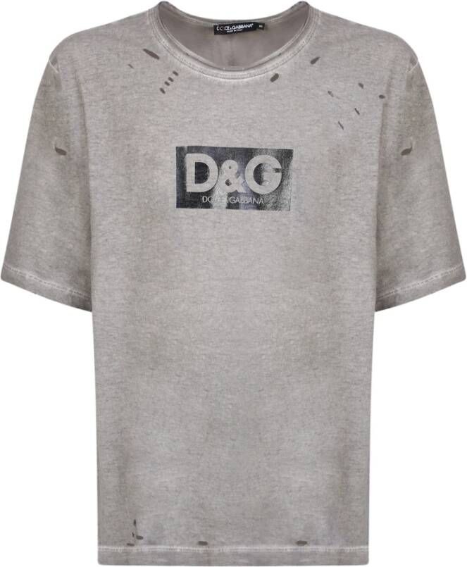 Dolce & Gabbana Groene Militaire Stijl T-shirt voor Heren Grijs Heren