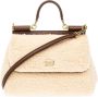 Dolce & Gabbana Medium Sicily Shearling Tote Tas Beige Dames - Thumbnail 1