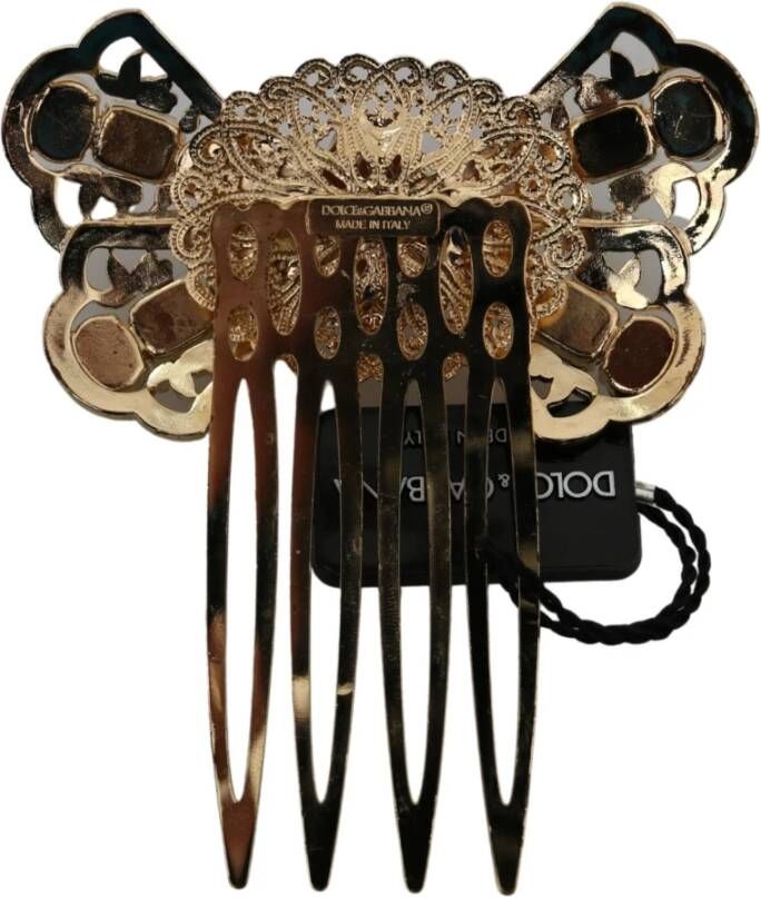 Dolce & Gabbana Gouden Kristallen Haarstok Kam Brown Dames