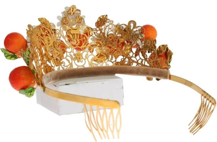 Dolce & Gabbana Prachtige Gouden Multikleurige Kristallen Kroon Multicolor Dames