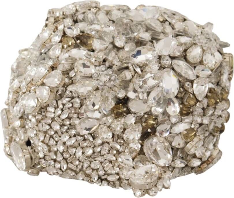 Dolce & Gabbana Zilveren Crystal Rhinestone Cloche Hoed Grijs Dames