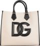 Dolce & Gabbana Linnen en Leren Handtas Beige Dames - Thumbnail 1