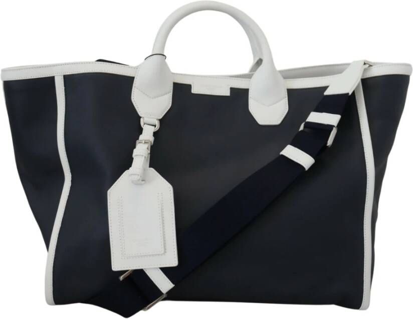 Dolce & Gabbana Prachtige Wit Blauw Leren Shopping Tote Tas White Heren