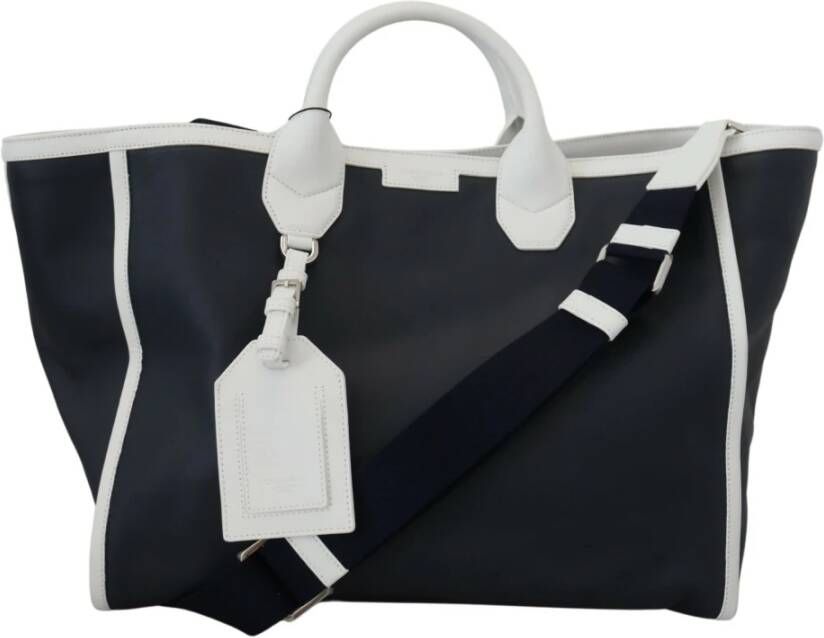Dolce & Gabbana Prachtige Wit Blauw Leren Shopping Tote Tas White