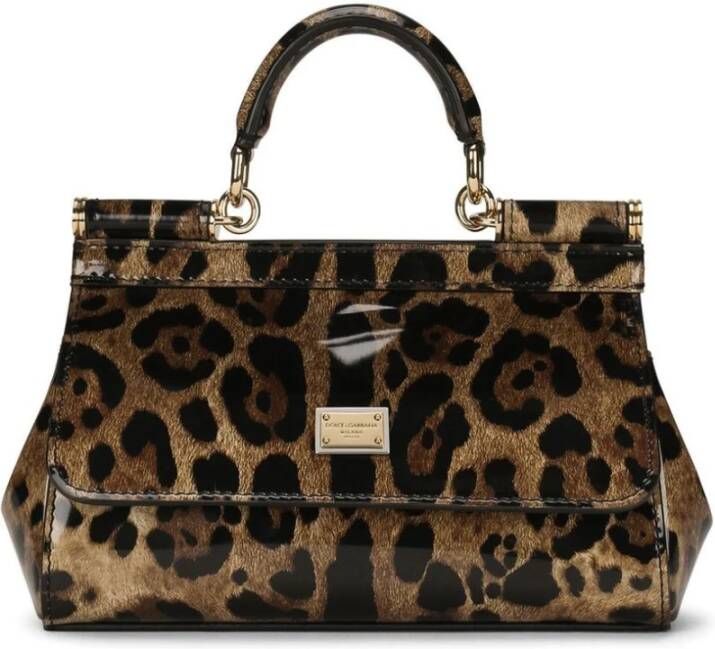 Dolce & Gabbana Kleine Sicilië Schoudertas Bruine Luipaardprint Brown Dames