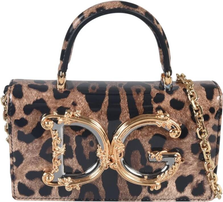 Dolce & Gabbana Leopard-print Crossbody Tas Bruin Brown Dames