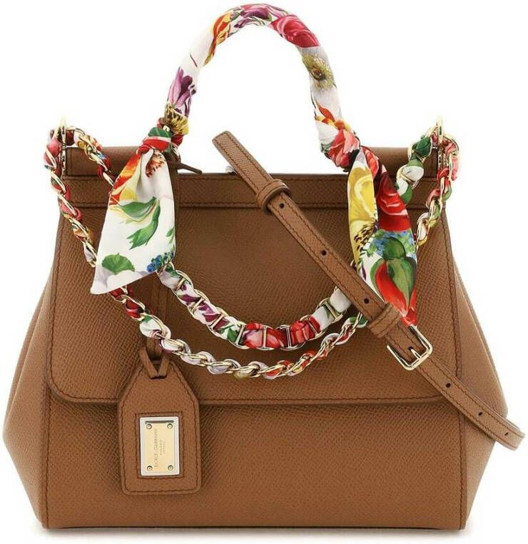 Dolce&Gabbana Crossbody bags Mini Bag Sicily Vitello Stampa Dauphine in bruin