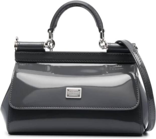 Dolce & Gabbana Sicily Mini Handtas in Dauphine Leer Gray Dames