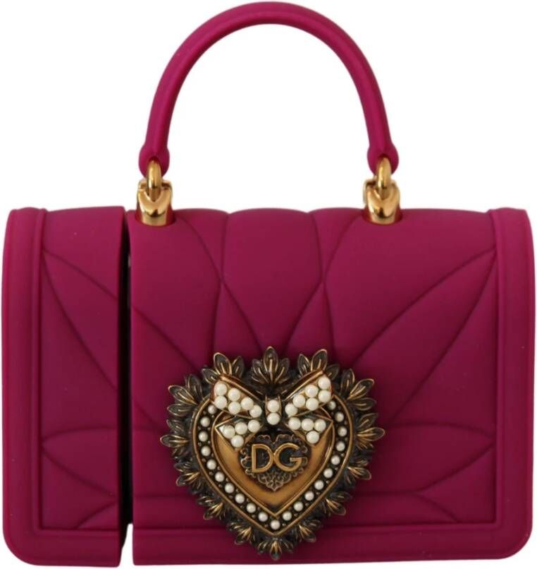 Dolce & Gabbana Luxe Gewatteerde Siliconen Airpods Hoesje Roze & Goud Pink Dames