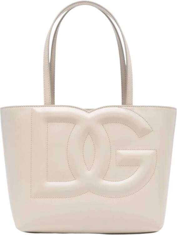 Dolce & Gabbana Ivoor Shopper Tas met Logo Detail Beige Dames