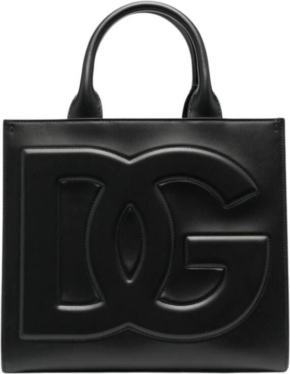 Dolce & Gabbana Zwarte kalfsleren DG Daily Shopper tas Black Dames