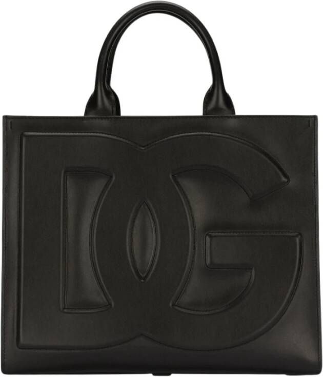 Dolce & Gabbana Tote met logo reliëf Black Dames