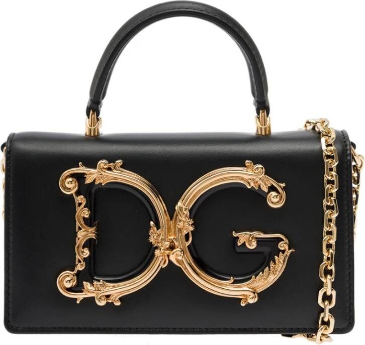 Dolce & Gabbana Zwarte Mini DG Girls Leren Tote Tas Black Dames