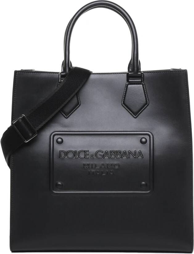 Dolce & Gabbana Leren shopper tas Black Heren