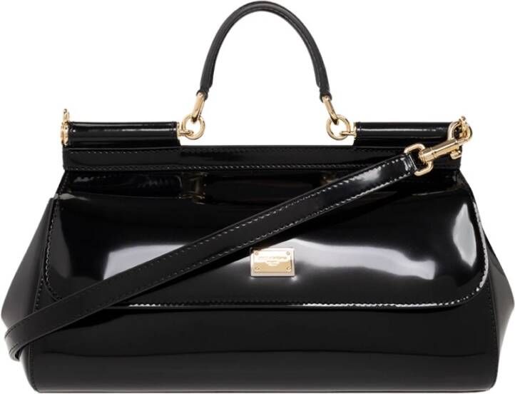 Dolce & Gabbana patent leather medium new sicily bag Zwart Dames