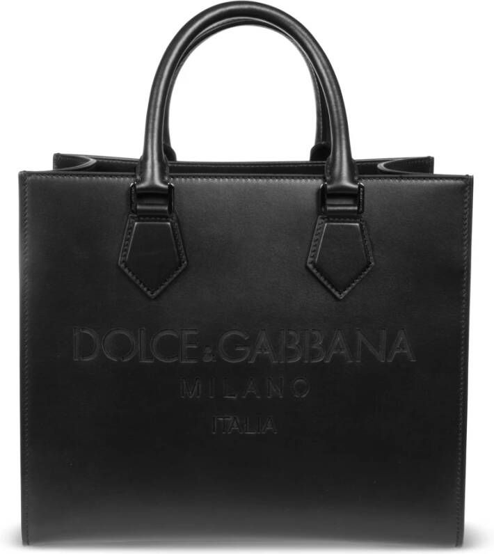Dolce & Gabbana Zwarte Shoppingten met Tono su Tono Logo Black Heren
