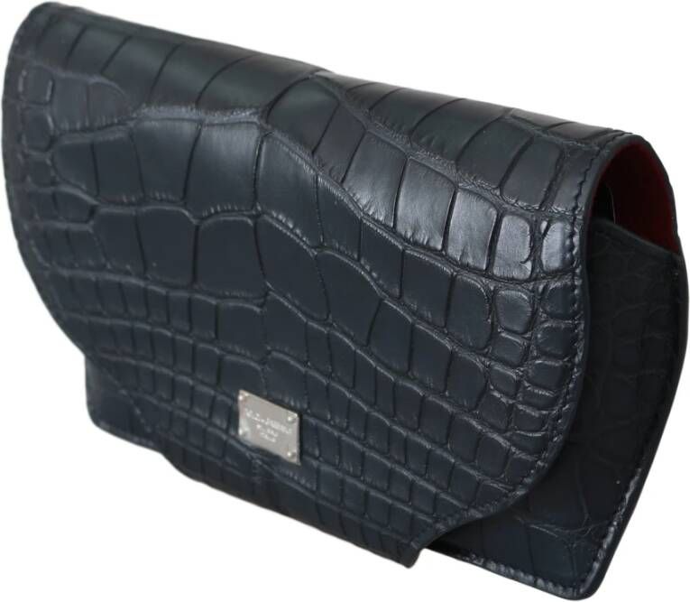 Dolce & Gabbana Blauwe Krokodil Zonnebril Hoesje Blue Heren