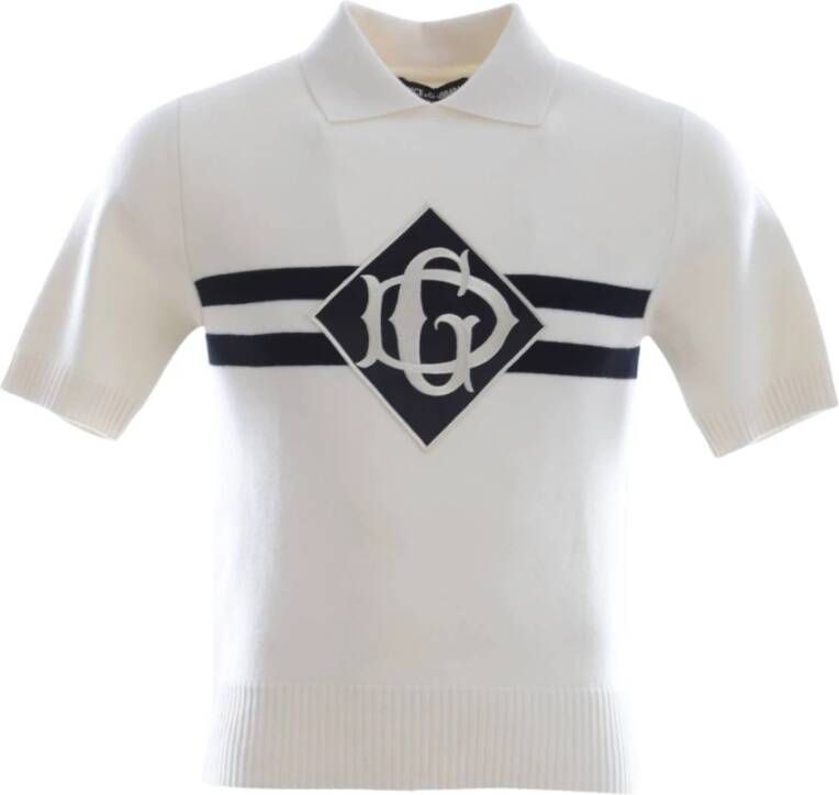 Dolce & Gabbana Wit Logo Kraag Henley T-shirt White Heren